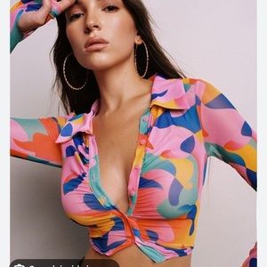 Tiger mist mesh colourful long sleeve - size S